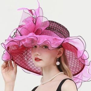 NWT Hot Pink & Black Large Kentucky Derby Hat. One Size. (Bought multiple)